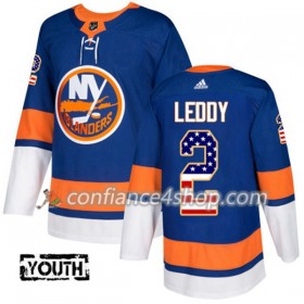 Adidas Maillot de Hockey New York Islanders Nick Leddy 2 2017-2018 Bleu USA Flag Fashion Authentic - Enfant